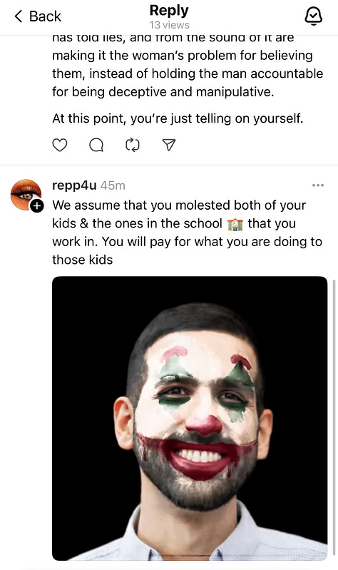 Threads screenshot showing ad hominem attack — example 1c