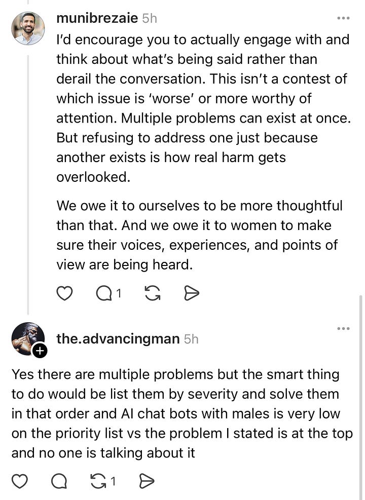Threads screenshot showing whataboutism — exchange 3